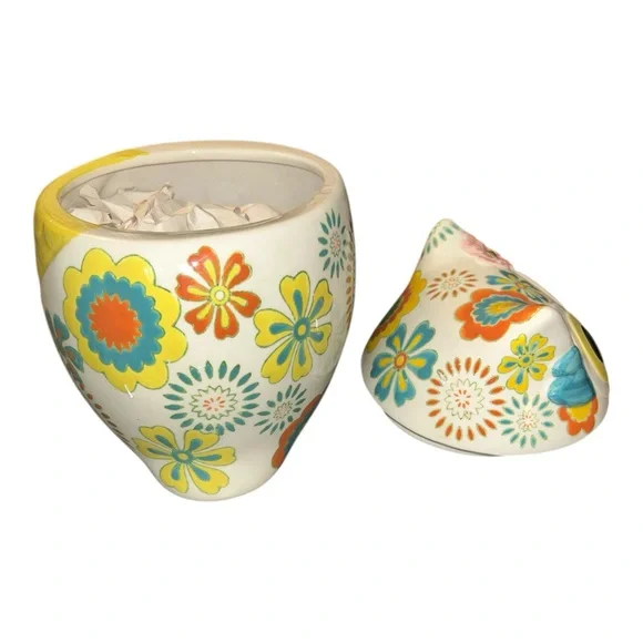 Pier 1 Imports Hand Painted Owl Cookie Jar 9.5” Stoneware Retired